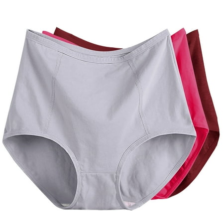 ATOYSOY Women s Clearance Solid Panty Comfy Stretchy Underpants Plus Size Hip Lifting Cotton Panties  3 Pack Multipack Shapewear Control Briefs for Ladies Gray XXXL