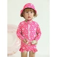 thumbnail image 3 of BULLPIANO Infant Baby Girl One Piece Swimsuit Long Sleeve Jumpsuit Swimwear Newborn Zipper Bathing Suit Swimwear with Hat, 3 of 9