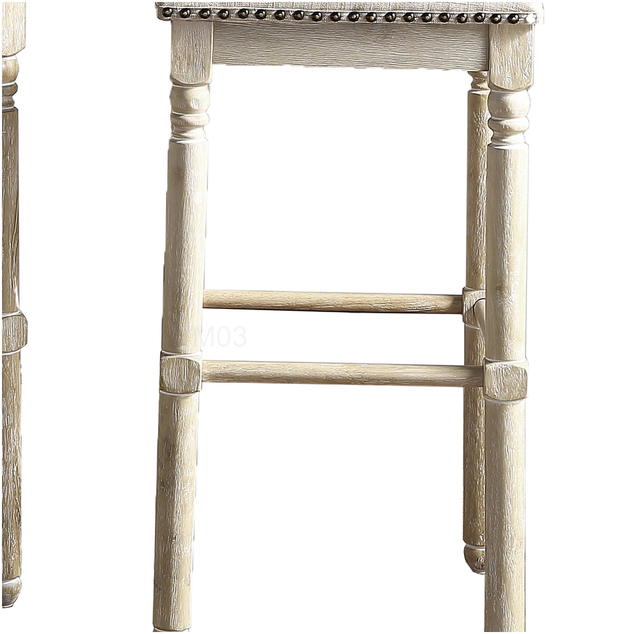 Swivel Bar Stools Set of 2 with Padded Seats, Tan Fabric and Wood Frame