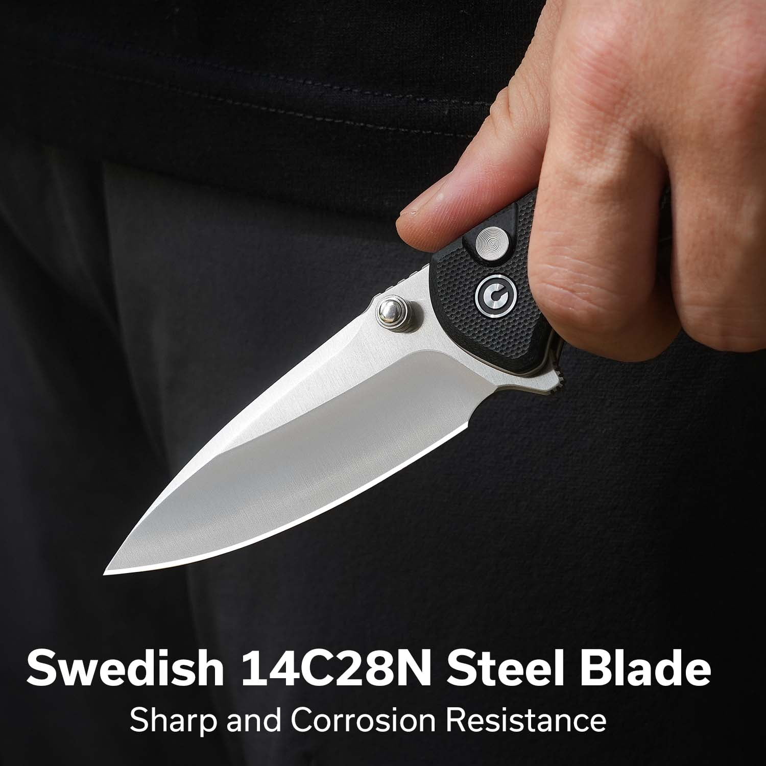 CIVIVI Faeger Pocket Folding Knife with 2.98" 14C28N Blade and Milled OD Green G10 Handle C24031-1