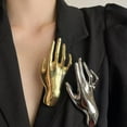 thumbnail image 2 of QQTDFG Hand-shaped Metal Brooch Large Shawl Clip Creative Party Jewelry Women-gold, 2 of 9