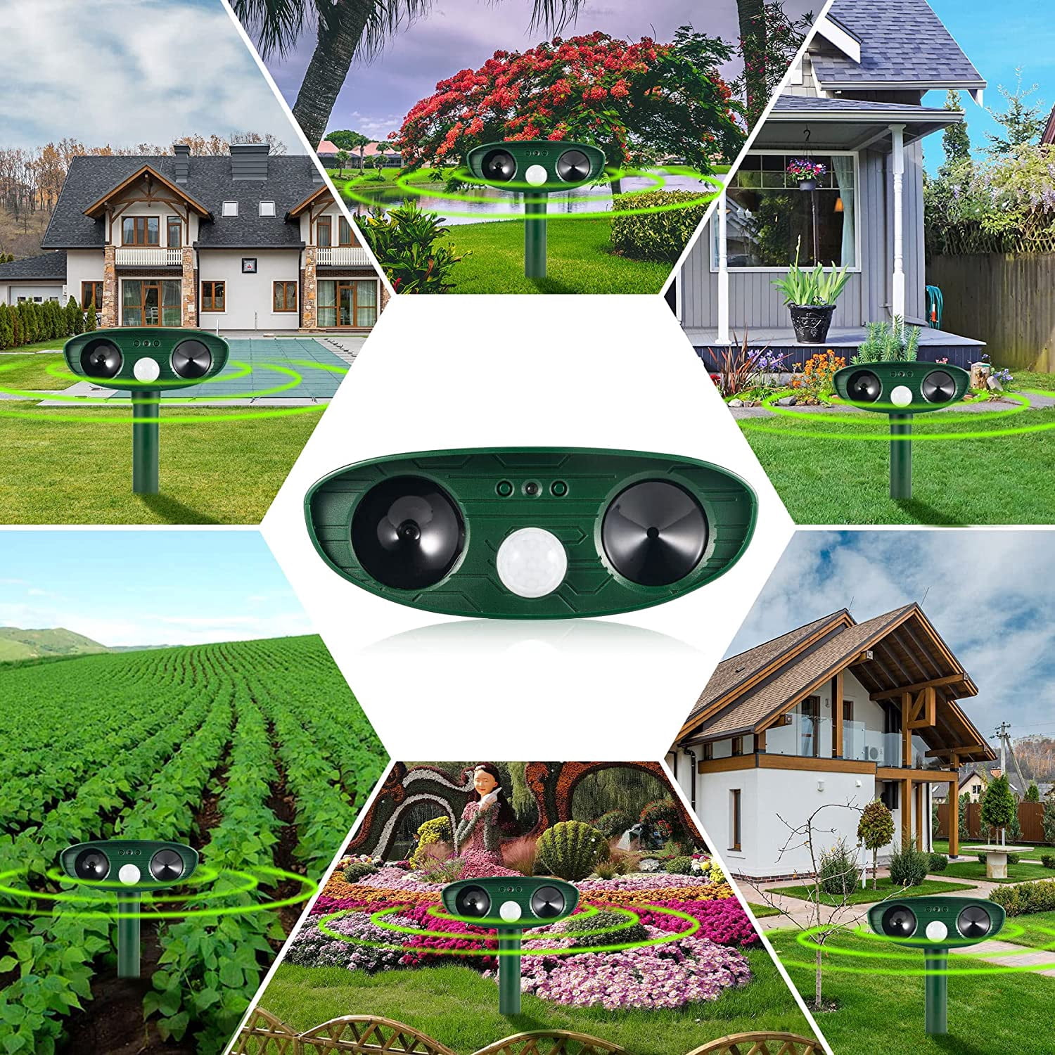 Paddsun 2 Pack Solar Animal Repeller Ultrasonic Animal Repellent Outdoor with Motion Sensor Flashing Light Waterproof Animal Deterrent for Garden Yard