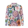 thumbnail image 4 of Yuyamidu Colorful Boho Flowers Long Sleeve Golf Shirts for Woman Floral Athletic Tennis Shirts Soft Quarter Zip Golf Clothes Workout Tops Size M, 4 of 8