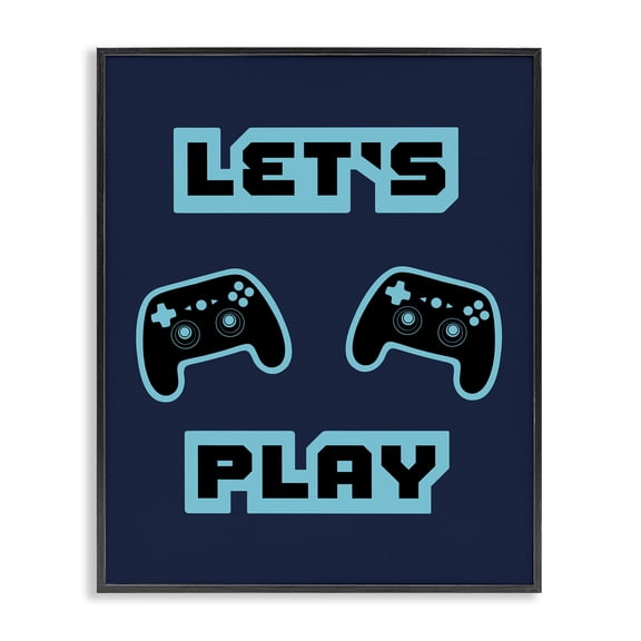 Stupell Industries Contemporary Let's Play Blue Retro Gamer Black Framed Giclee Art, 11 x 14, by Marcus Prime
