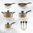 thumbnail image 2 of SereneLife 11 Piece Pots and Pans Non Stick Kitchenware Cookware Set, Gold, 2 of 8