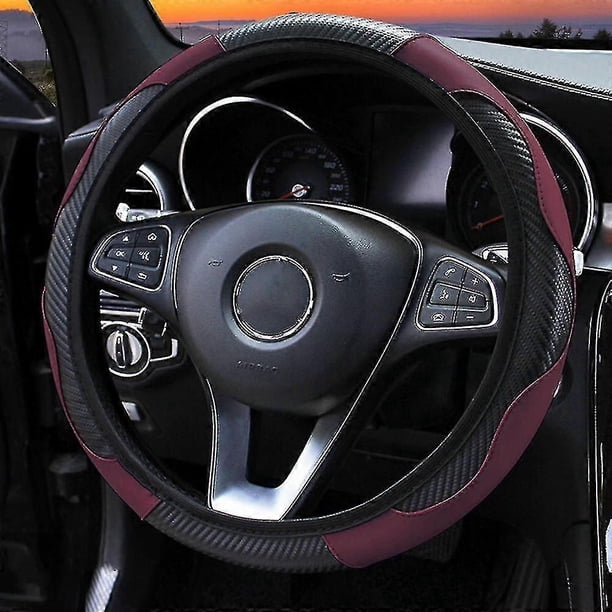 Steering Wheel Cover Universal Microfiber Pu Leather Elastic Socket Color Non-slip Steering Wheel Protective Cover