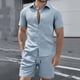 thumbnail image 4 of Ceisia Men's Slim Fit Jacquard 2-Piece Set Short Sleeve Button-Down Shirt with Elastic Waist Drawstring Shorts Gifts, 4 of 9