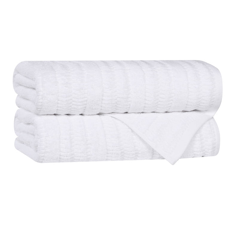 Superior Mika Smart Twist Cotton Medium Weight Bath Towels, Set of 2, White