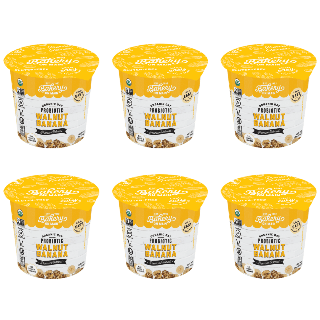 Bakery On Main, Organic Walnut & Banana Instant Oatmeal Cup, Gluten Free, 1.9 oz, 6 Cups