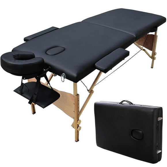 Dr. Health (TM) Super Stable Portable 2 Fois Massage Reiki Lit de Table pour le Visage (Noir) Sac de Transport Gratuit et Accoudoirs (Noir)