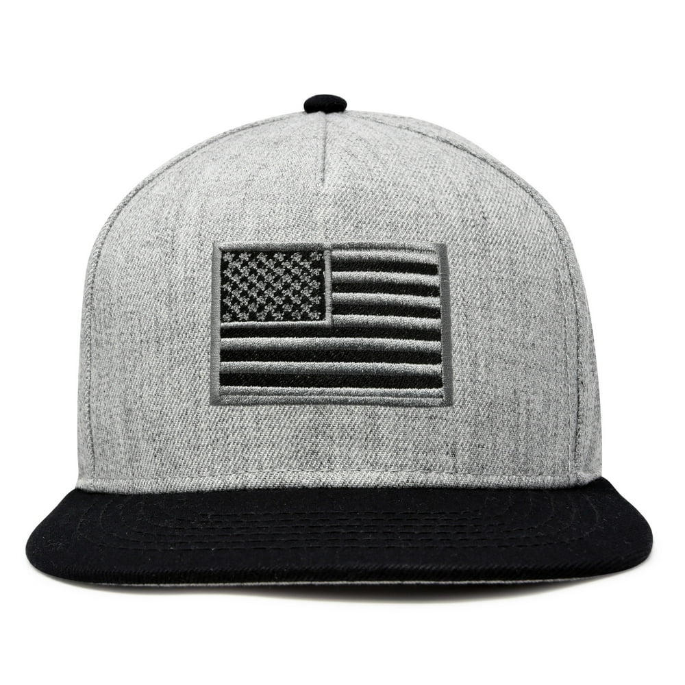 DALIX Gray American Flag Hat Flat Bill Snapback USA Baseball Cap in ...