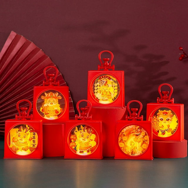 Xihbxyly Linterna de Año Nuevo Chino, Diseño Pequeño y Exquisito, Luz Portátil a Pilas, Decoración para El Hogar con Motivo Del Festival de Primavera, Ideal para La Mesa de Comedor y El Estudio, Rega