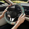 thumbnail image 2 of Renewold Southwest American Tribal Beige Cyan Auto Steering Wheel Cover for Women Men, Universal 15 Inch Soft Elastic Steering Wheel Wrap Anti-Slip Easy to Install Car Accessories, 2 of 7