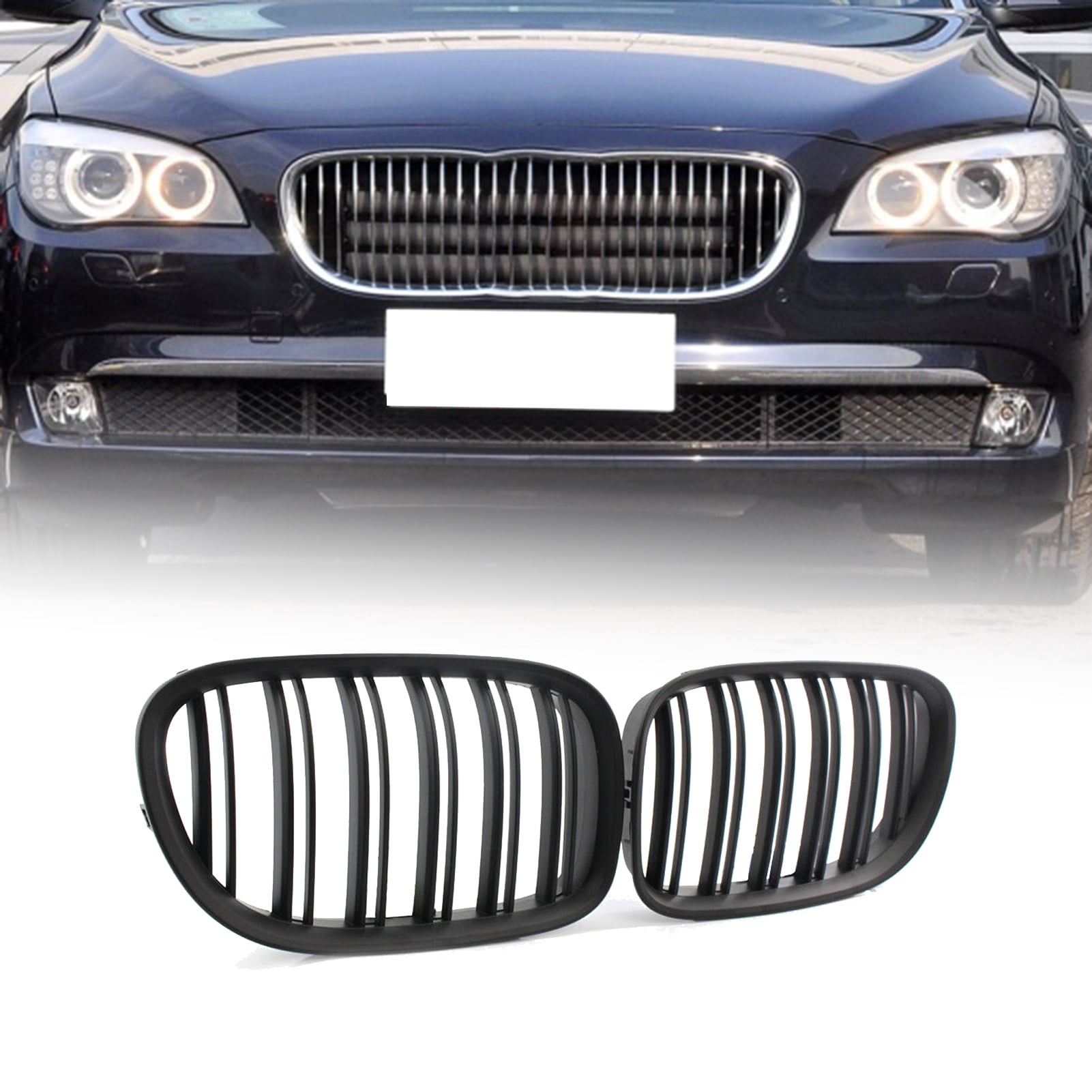 Car Front Kidney Double Slat Grille for 09-15 BMW F02 7 Series Chrome Style
