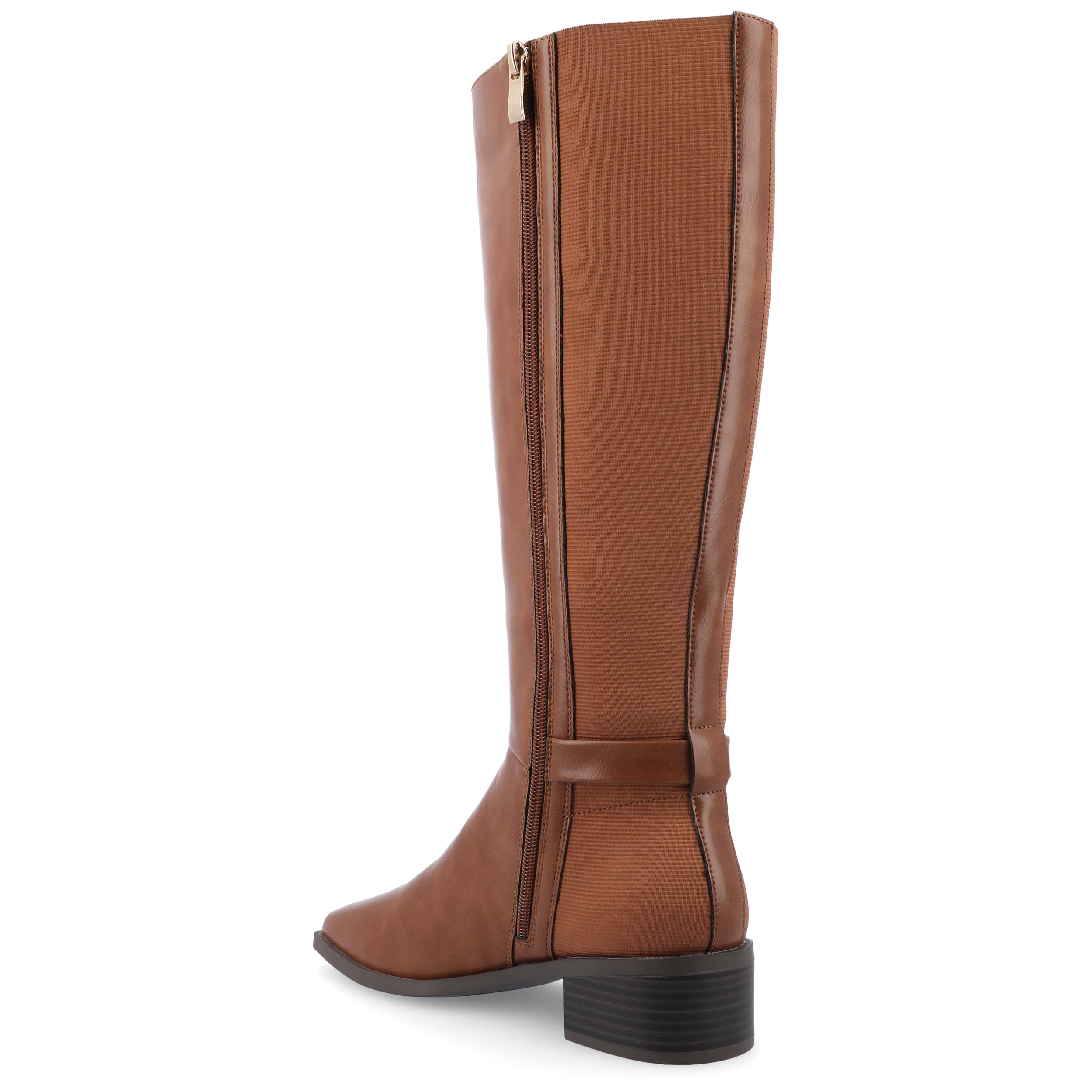 Journee Womens Londyn Tru Comfort Foam Wide Width Wide Calf Stacked Block Heel Square Toe Boots