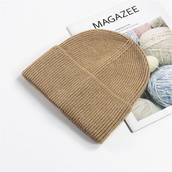 DOPI Women Hat Women's Fashion Casual Woolen Hat Solid Warm Outdoor Knitted Hat Khaki Free size