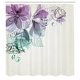 thumbnail image 3 of Ambesonne Flowers Shower Curtain, Buds Leaf Themed Print Art, 69"Wx70"L, Lilac Teal White, 3 of 5