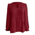 thumbnail image 5 of UJNDER Women's Dressy Casual Long Sleeve Shirts V Neck Chiffon Blouses for Fall Outfits and Everyday Wear RD2 Red, 5 of 5