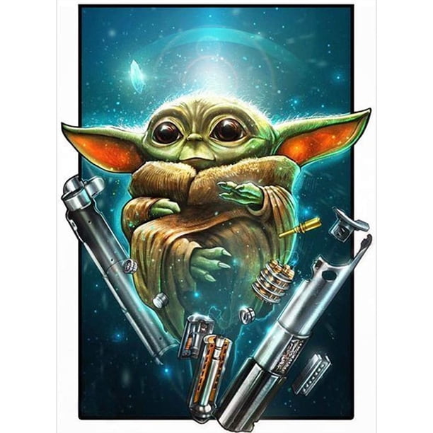 Cuadros Decorativos (DB7302) Yoda 5D diamante pintura cuadrado diamante DIY bordado pared arte imagen 20X30cm Wdftyju embutido en tela