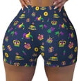 thumbnail image 2 of Logiee Mardi Gras Carnival Print Women's Biker Shorts,Workout Gym Shorts,Scrunch Shorts,Tummy Control Hidden Scrunch Running Yoga Shorts-Medium, 2 of 8