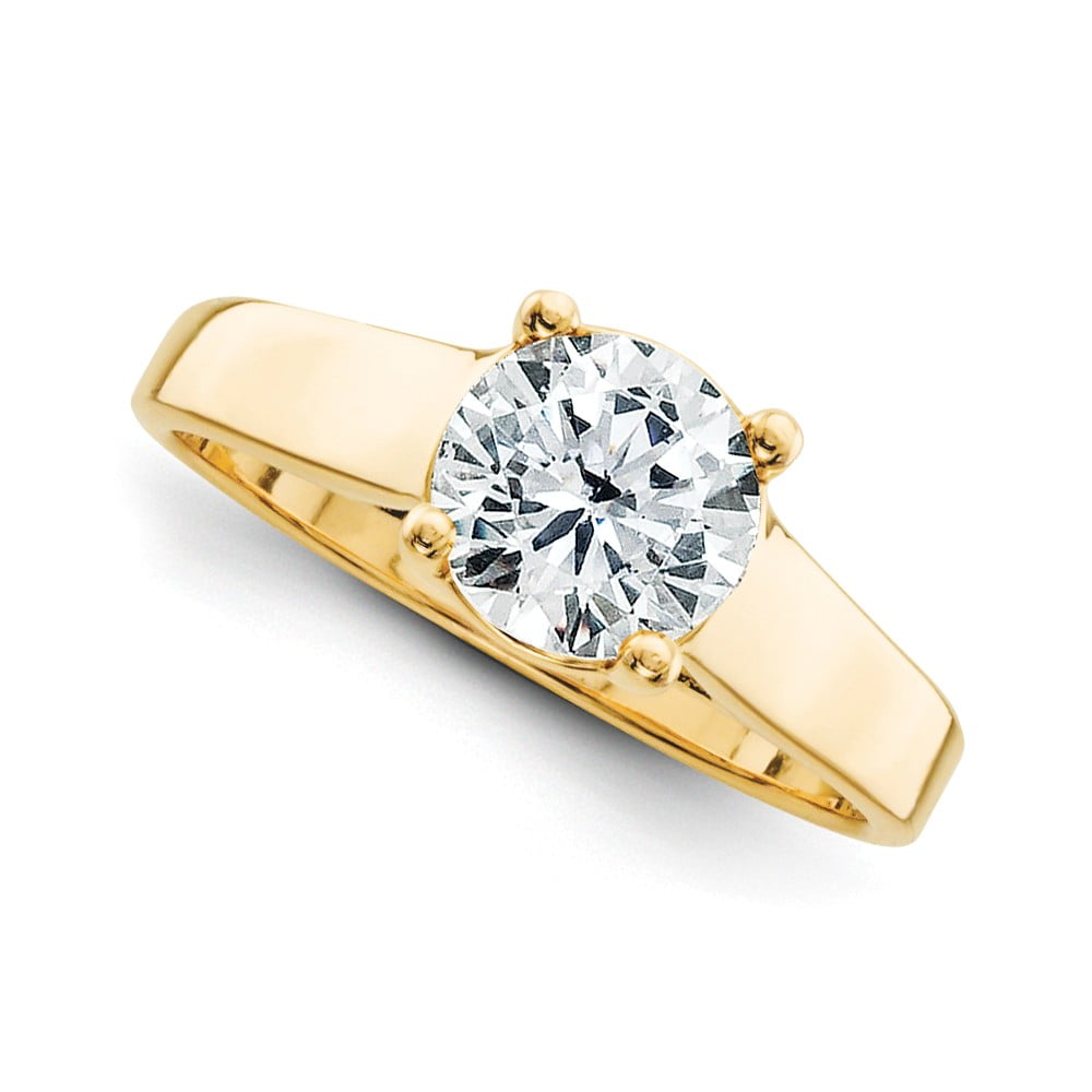 Solid 14k Yellow Gold Solitaire Engagement Ring with CZ Cubic Zirconia Size  7
