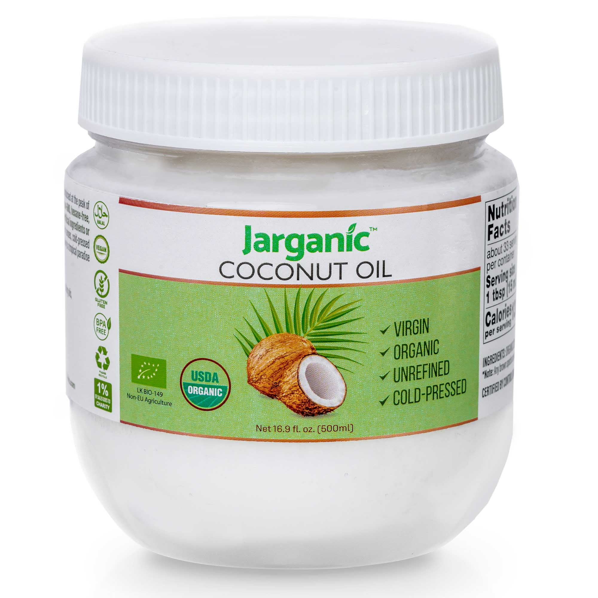 Organic Coconut Oil 16.9 Fl Oz, Extra Virgin Coconut Oil for Cooking