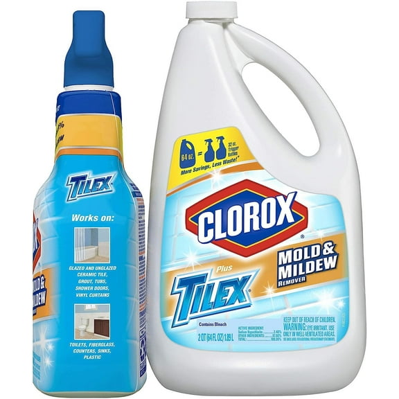 Tilex Clorox Mold and Mildew Remover Toilet Tiles Spray 64 fl oz and 32 fl oz - Pack of 2