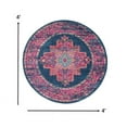 thumbnail image 2 of 4â€™ Round Blue and Pink Medallion Area Rug, 2 of 6