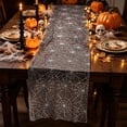 thumbnail image 4 of Extra Long Halloween Table Runner, Black Sheer Table Runner with Gold Print, Gothic Spider Web Table Decor for Halloween Party, Dining Table, Mantel, and Home Display, 4 of 6