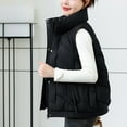 thumbnail image 5 of Htigea Women's Puffer Quilted Vest Lightweight Stand Collar Sleeveless Jackets Casual Zip Up Coats with Pockets Black M, 5 of 6