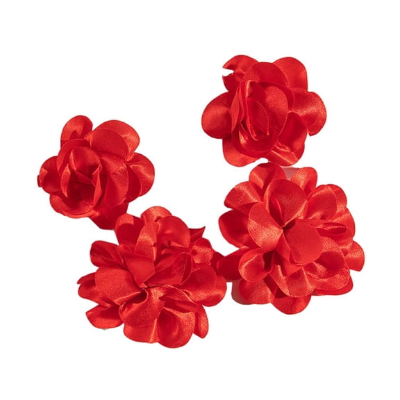 PAURO Flower Earrings for Women Drop Boho Big Vintage Statement Red Black Post Aesthetic Dainty Stainless Steel Retro Exaggerated Stud Large Colorful Jewelry Red