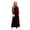 Burgundy, variant on Women's Tie Front Round Neck Long Sleeve Maxi Dress in 100% Polyester Fabric with Slight Stretch and Sheer Detail