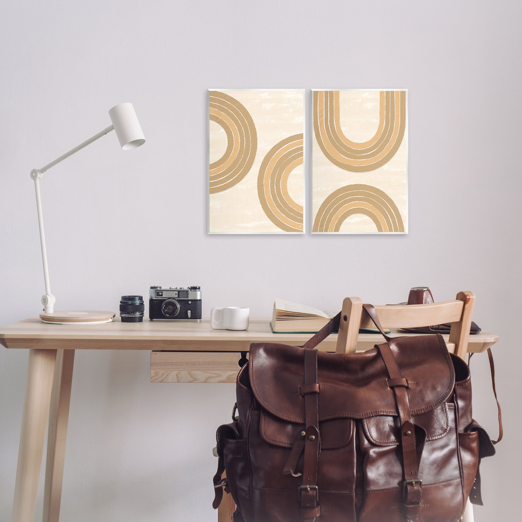 Stupell Industries Neutral Beige Rainbows Abstract Painting Unframed Art Print Wall Art, 10 x 15, Set of 2
