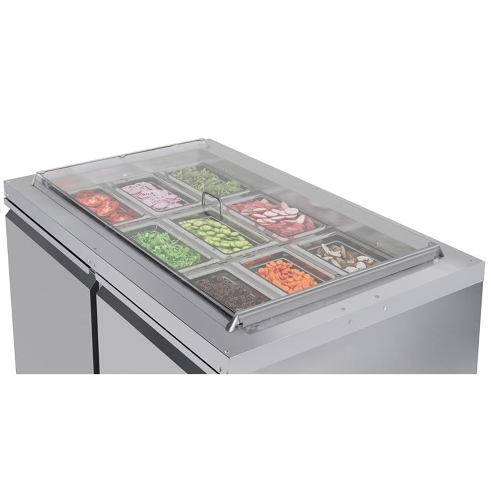Pemberly Row 48" Commercial Refrigerated Prep Station Cold Table Refrigerator