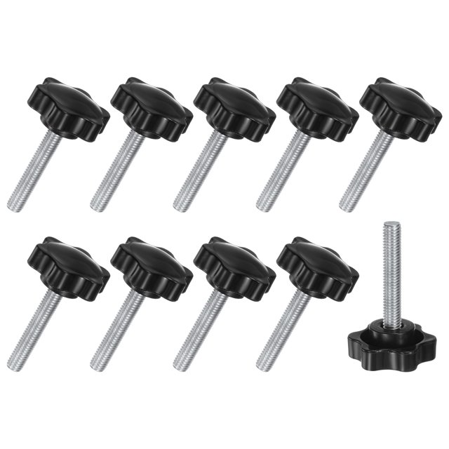 Uxcell 10-Pack Perillas de Sujeción en Estrella, Tornillos de Apriete Manual M8x50mm Mango 38mm