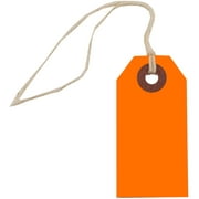JAM Paper Tiny Neon Orange Paper Gift Tags, with String 4.75" x 2.37" x 13" (100 Count)