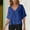 Blue, variant on Olyvenn Womens Tops Summer Short Sleeve T Shirt V Neck Casual Pullover Tops Vintage Boho Blouse Solid Color Travel Outfits Blue XXL
