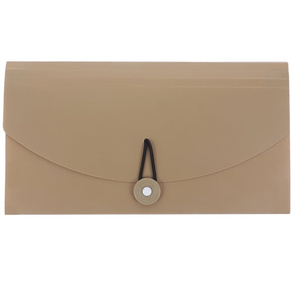 KAKOWELY 13 Pockets Simple Document File Folder Portable Elastic Band Plastic Expanding Accordion File Folder Organizer (Khaki),10.24"X5.51"X1.26"