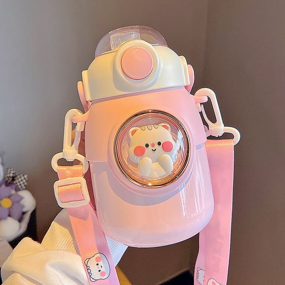 Vestitly Glass&Bottle Kawaii Water Bottle With 24oz Cute Bottle Insulated Water Bottle Leak Proof Flip Top Lid Cute Stainless Steel Bottle For Boys Girls School Travel