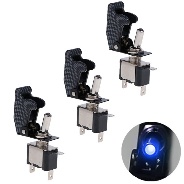 BTOER 3PCS Rocker Switch 12V 20A LED SPST On/Off Rocker Switch 3Pin Illuminated Switch
