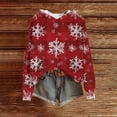 thumbnail image 3 of Women's Fashion Casual Long Sleeve Christmas Print Hooded Knitted Sweatshirt, Cozy Fall Winter Top with Soft Fabric and Holiday Design for Seasonal Comfort,Deep Red,L, 3 of 5