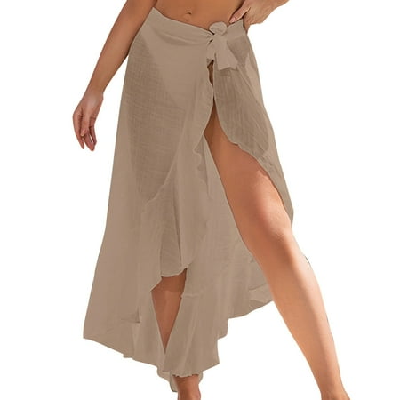 TOOYOU Womens Swimsuit Cover Up Beachwear Bikini Swimwear Beach Club Sexy Lace Cover Up Skirt Bathing Suit Summer Swimwear Coverups Beige