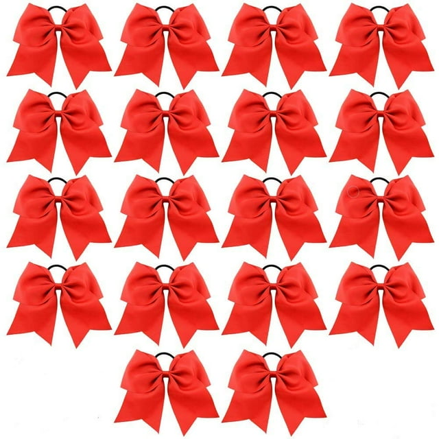 Caenagrion, 18 unidades, lazos grandes de 8 pulgadas para el pelo rojo, soporte para coletas, banda elástica, hecha a mano para porristas adolescentes y niñas, deportes universitarios