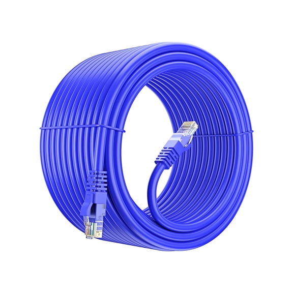 Cat 6 Ethernet Cable 100 Ft, 100% Pure Copper, Cat6 Cable LAN Cable, Internet Cable, Patch Cable and Network Cable - UTP (Blue) 100 Feet