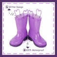 thumbnail image 2 of Toddler Girls Rain Boots Little Kids Baby Light Up Glitter Rubber Waterproof Heart Purple Mud Insulated Shoes Lightweight Adorable with Easy-on Handles Non Slip Size 7, 2 of 5