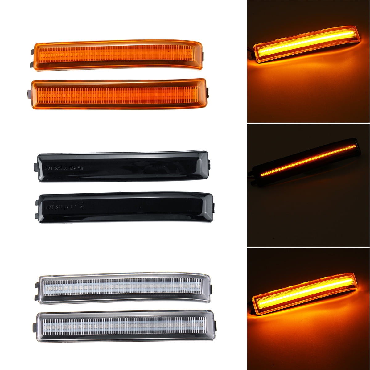 2X Mirror LED Side Lights Turn Signal Lamps Reflector Black For Ford