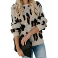 thumbnail image 3 of AOOCHASLIY 2023 Womens Sweater Ladies Casual Long-Sleeved Leopard Print Round Neck Pullover Sweater, 3 of 5