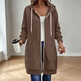 thumbnail image 4 of cocolona Long Hoodies for Women Fall Winter Casual Zipper Sweatshirts Jackets Long Sleeve Oversized Tunic Coats with Pockets, 4 of 7