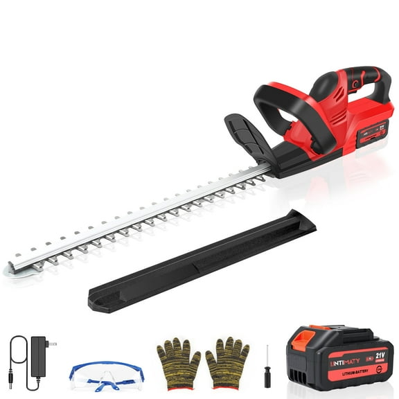 Cordless Hedge Trimmer, UNTIMATY 21V Rechargeable Hedge Trimmer with 22" Double Action Blade, Double Safety Handle, 3.0Ah Battery & Charger, for Shrub Cutting, Trimming