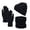Black, variant on HNMKIU Women's Autumn Winter Wool Thickened Knitted Scarf Hat Three Piece Set Light Gray - One Size